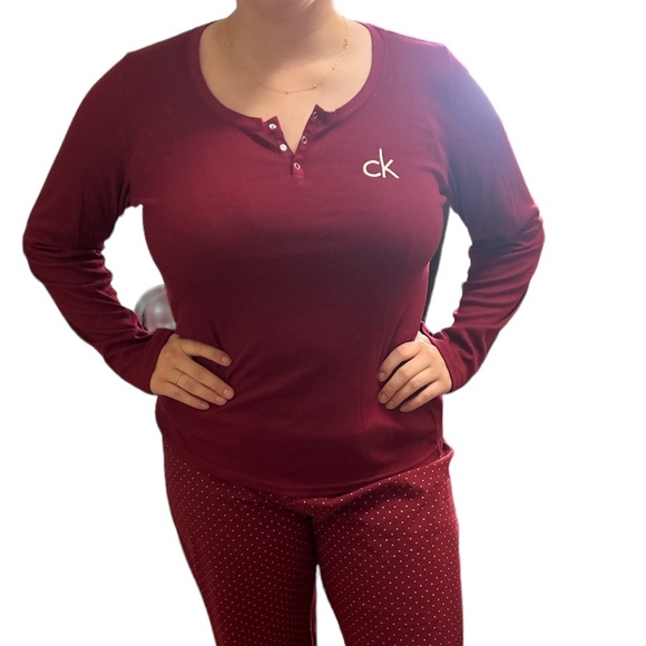 🌈Beautiful Calvin Klein burgundy red pyjama size L - Picture 3 of 13